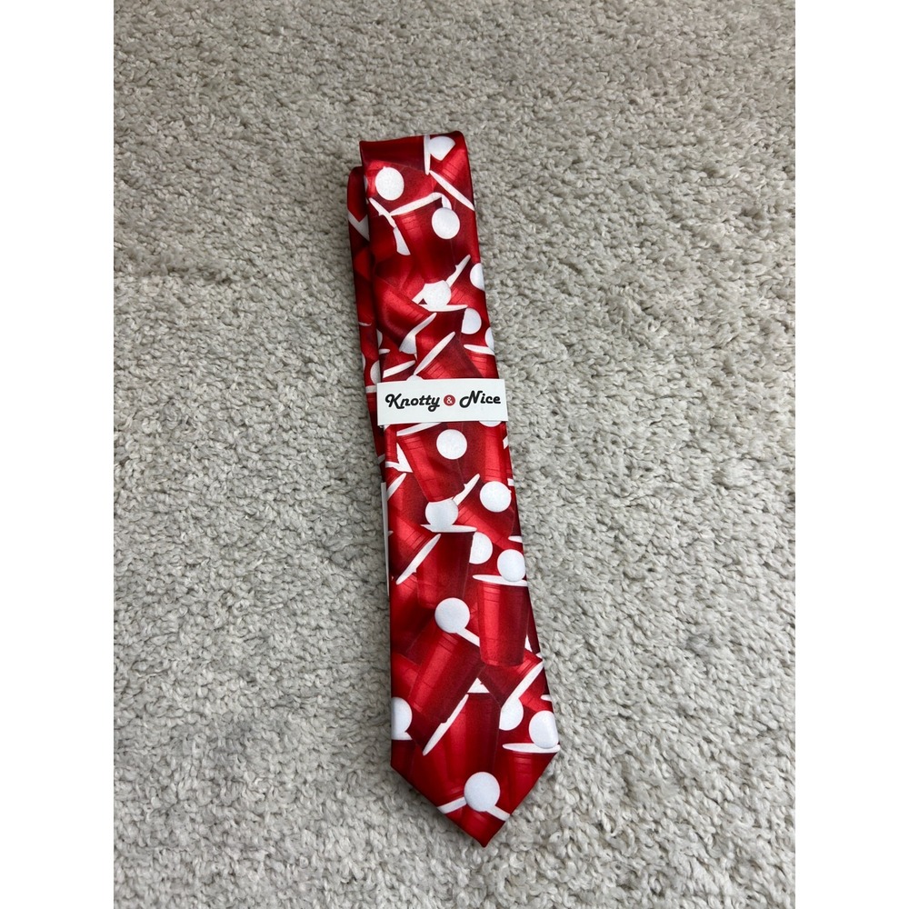 Knotty & Nice Beer Pong Novelty Funny Necktie Dad College Fraternity Party Tie